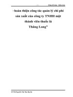 hoàn thiện công tác quản lý chi phí sản xuất của công ty TNHH một thành viên thuốc lá