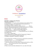 Đề thi tiếng anh vào các ngân hàng