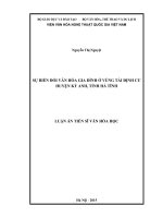 Sự biến đổi văn hóa gia đình ở vùng tái định cư huyện kỳ anh, tỉnh hà tĩnh
