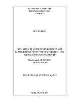 Điều khiển hệ số phi tuyến Kerr của môi trường khí nguyên tử 85Rb dựa trên hiệu ứng trong suốt cảm ứng điện từ (TT)