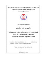 đồ án Xây dựng phần mềm quản lý cho thuê vật tư-thiết bị tại Công ty Cổ phần Thương mại Báu Hoàn