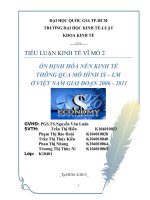 tiểu luận kinh tế vĩ mô 2 ỔN ĐỊNH HÓA NỀN KINH TẾ THÔNG QUA MÔ HÌNH IS – LM Ở VIỆT NAM GIAI ĐOẠN 2006 - 2011