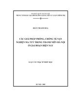Các giải pháp phòng, chống tệ nạn nghiện ma túy trong thanh niên Hà Nội ở giai đoạn hiện nay