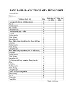 BẢNG ĐÁNH GIÁ các THÀNH VIÊN TRONG NHÓM