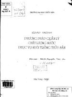 Giáo trình Phương pháp quản lý chất lượng nước phục vụ nuôi trồng thủy sản