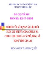 NGHIÊN cứu sử DỤNG vật LIỆU hút nước GIỮ ẩm từ ACID ACRYLIC và CELLULOSE CHO cây cà PHÊ, BÔNG và NGÔ ở TỈNH GIA LAI