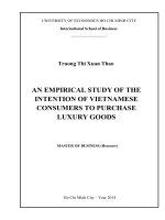 An empirical study of the intention of vietnamese consummers to purchase luxury goods