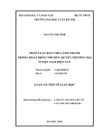 PHÁP LUẬT HẠN CHẾ CẠNH TRANH TRONG HOẠT ĐỘNG NHƯỢNG QUYỀN THƯƠNG MẠI Ở VIỆT NAM