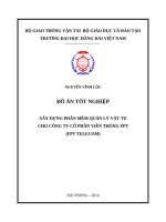tóm tắt đồ án Xây dựng phần mềm quản lý vật tư cho Công ty Cổ phần Viễn thông FPT (FPT Telecom)