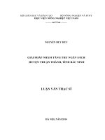 Giải pháp nhằm tăng thu ngân sách huyện thuận thành, tỉnh bắc ninh