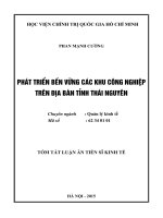 Phát triển bền vững các khu công nghiệp trên địa bàn tỉnh thái nguyên (TT)