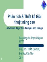 Bài giảng Phân tích và Thiết kế giải thuật nâng cao: Phần 1  PGS.TS. Trần Cao Đệ
