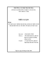 XÂY DỰNG QUY TRÌNH THANH TRA, GIÁM SÁT TRÊN CƠ SỞ RỦI RO ĐỐI VỚI CÁC TỔ CHỨC TÍN DỤNG Ở VIỆT NAM