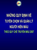 Slide những quy định về tuyển chọn và quản lý người hiến máu