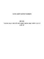 SKKN Giảng dạy chuyên đề nhiệt động học môn Vật lý lớp 10