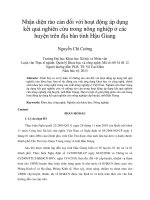 Nhận diện rào cản đối với hoạt động áp dụng kết quả nghiên cứu trong nông nghiệp ở các huyện trên địa bàn tỉnh Hậu Giang