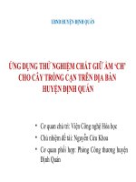 ỨNG DỤNG THỬ NGHIỆM CHẤT GIỮ ẨM ‘CH’ CHO CÂY TRỒNG CẠN TRÊN ĐỊA BÀN HUYỆN ĐỊNH QUÁN