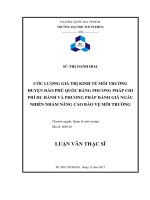 Ước lượng giá trị kinh tế môi trường huyện đảo Phú Quốc bằng phương pháp chi phí du hành và phương pháp đánh giá ngẫu nhiên nhằm nâng cao bảo vệ môi trường
