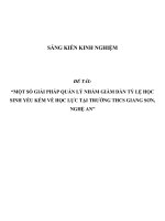 SKKN Một số giải pháp quản lý nhằm giảm dần tỷ lệ học sinh yếu kém về học lực tại trường THCS Giang Sơn, Nghệ An