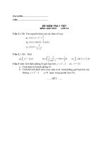 Đề kt chương III -Nguyên hàm toán 12(CB)