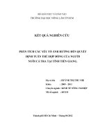 Phân tích các yếu tố ảnh hưởng đến quyết định tuân thủ hợp đồng của người nuôi tại tỉnh Tiền Giang