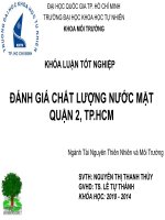 ĐÁNH GIÁ CHẤT LƯỢNG NƯỚC MẶT QUẬN 2 - TP HCM