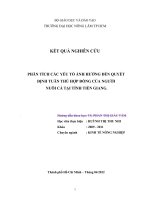 Phân tích các yếu tố ảnh hưởng đến quyết định tuân thủ hợp đồng của người nuôi tại tỉnh Tiền Giang