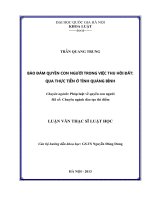 Bảo đảm quyền con người trong việc thu hồi đất: qua thực tiễn ở tỉnh Quảng Bình