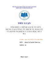 CHÍNH SÁCH TUYỂN DỤNG TẠI CÔNG TY DỊCH VỤ BẢO VỆ VÀ KINH NGHIỆM VÀ BÀI HỌC RÚT RA
