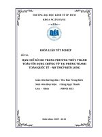 hạn chế rủi ro trong phương thức thanh toán tín dụng chứng từ tại phòng thanh toán quốc tế tại ngân hàng cổ phần thương mại kiên long