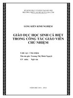 SKKN Giáo dục học sinh cá biệt trong công tác giáo viên chủ nhiệm