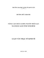 NÂNG CAO CHẤT LƯỢNG NGUỒN NHÂN LỰC NGÀNH DU LỊCH TỈNH NINH BÌNH