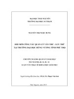 ĐỔI MỚI CÔNG TÁC QUẢN LÝ VĂN THƯ  LƯU TRỮ TẠI TRƯỜNG ĐẠI HỌC HÙNG VƯƠNG TỈNH PHÚ THỌ