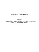 SKKN môn Ngữ văn THCS Một số suy nghĩ dạy học bài Sự tích thần đền Bạch Mã