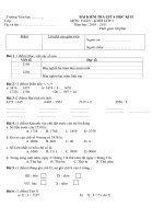 Đề Kiểm tra Giữa kỳ II_ Toán lớp 3