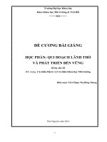 Đề cương bài giảng học phần: Qui hoạch lãnh thổ và phát triển bền vững