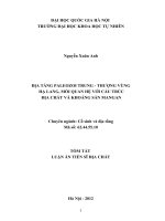 Tóm tắt luận văn địa tầng paleozoi trung   thượng vùng hạ lang, mối quan hệ với cấu trúc địa chất và khoáng sản mangan