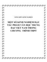 SKKN Một số kinh nghiệm dạy tác phẩm Văn học trung đại Việt Nam trong chương trình THPT