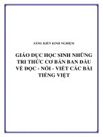 SKKN Giáo dục học sinh những tri thức cơ bản ban đầu về đọc - nói - viết các bài Tiếng Việt
