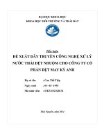 Luận văn tốt nghiệp Đề xuất dây truyền công nghệ xử lý nước thải dệt nhuộm cho Công ty cổ phần dệt may Kỳ Anh