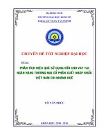 Phân tích hiệu quả sử dụng vốn cho vay tại ngân hàng xuất nhập khẩu việt nam – chi nhánh huế”