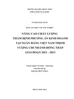 báo cáo thực tập tốt nghiệp Nâng cao chất lượng thẩm định phương án kinh doanh tại VPBank CN đồng tháp