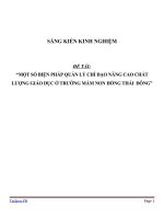 MỘT SỐ BIỆN PHÁP QUẢN LÝ CHỈ ĐẠO NÂNG CAO CHẤT LƯỢNG GIÁO DỤC Ở TRƯỜNG MẦM NON HỒNG THÁI ĐÔNG