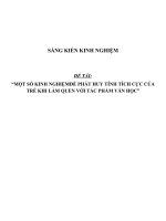 MỘT SỐ KINH NGHIỆMĐỂ PHÁT HUY TÍNH TÍCH CỰC CỦATRẺ KHI LÀM QUEN VỚI TÁC PHẨM VĂN HỌC