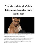 7 lời khuyên hữu ích về dinh dưỡng dành cho những người tập thể hình