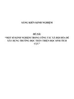 MỘT SỐ KINH NGHIỆM TRONG CÔNG TÁC XÃ HỘI HÓA ĐỂXÂY DỰNG TRƯỜNG HỌC THÂN THIỆN HỌC SINH TÍCHCỰC