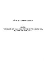 SKKN rèn luyện kỹ năng hoàn thành phương trình Hóa học cho học sinh THCS