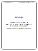 Tiểu Luận: Chính Sách Tiền Tệ Độc Lập Trên Nền Lý Thuyết Bộ Ba Bất Khả Thi: Một Nghiên Cứu Khảo Sát