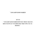 Sáng kiến kinh nghiệm bước đầu trong việc huy động nguồn lực tài chính thực hiện công tác xã hội hóa