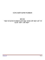 MỘT SỐ KINH NGHIỆM GIÚP HỌC SINH LỚP MỘT GIỮ VỞ SẠCH - RÈN CHỮ ĐẸP